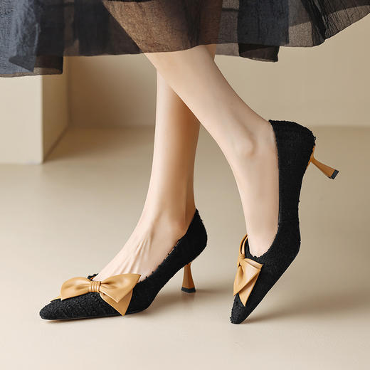 春季新款，尖头蝴蝶结高跟浅口单鞋NX-m1410 商品图8