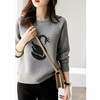 时尚百搭，天鹅亮片刺绣宽松圆领插肩袖卫衣XFT9020 商品缩略图0