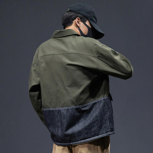 【新款DQ】大依优型大码男士拼接牛仔外套新款牛仔衣青年百搭上衣潮款 商品图3