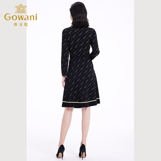 乔万尼早春新款连衣裙法式气质黑色长袖针织小香风EF3M836 商品图4