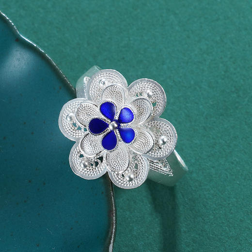 子佩集S990银【四叶】戒指【MXJZ005】花丝珐琅彩2302 商品图1