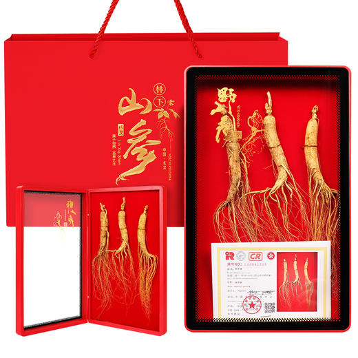 福东海 长白山5年林下参50克礼盒 生晒干人参整枝 煲汤补品泡酒材料 富含人参皂苷送长辈父母礼盒 商品图0