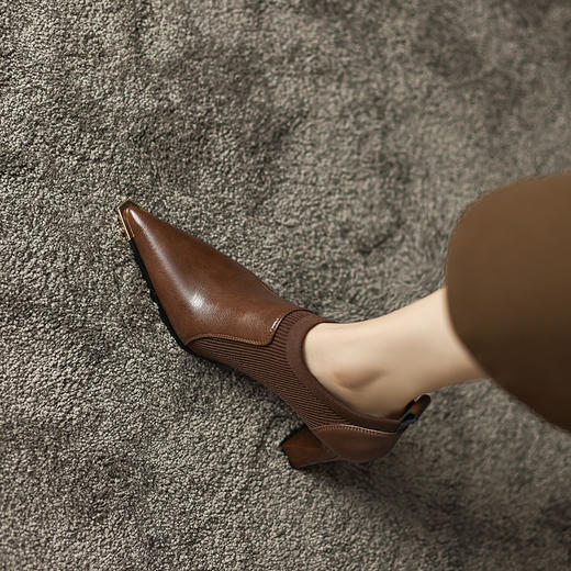 春季新款，里外全皮尖头拼接高跟深口单鞋HCY-K3298 商品图12