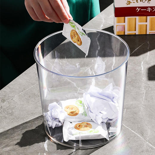 「多种规格！颜值收纳盒」桌面垃圾桶ins透明可爱少女心学生书桌宿舍纸屑收纳整理桶小号纸篓 商品图1