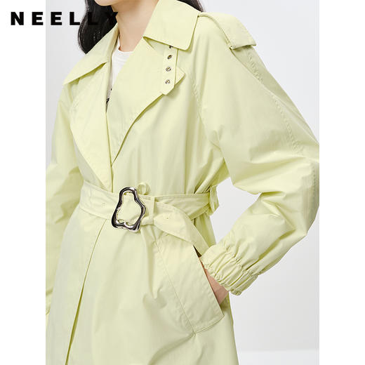 NEELLY纳俪商场同款春季新款气质翻领风衣女中长款收腰系带外套N23023F01125 商品图1