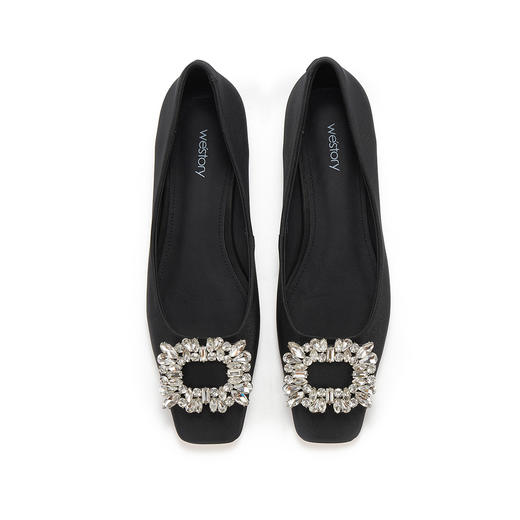 【23年春季新款】方头韩系一脚蹬平底单鞋方钻扣上班通勤舒适女鞋55711 商品图2