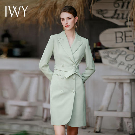 IWY/播音艺考主持人正装女大学生面试服装2023新款职业连衣裙收腰Q843 商品图4