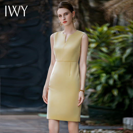 IWY/气质小洋装女春季黄色职业连衣裙收腰显瘦无袖西装裙两件套内搭Q830 商品图1