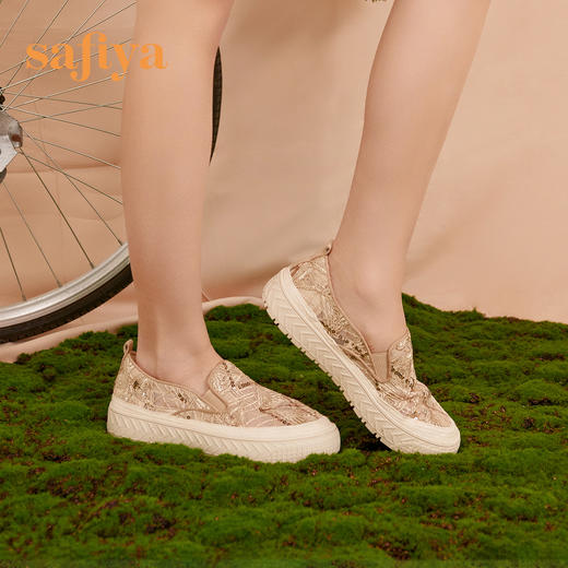 Safiya/索菲娅 2023年春季新款透气蕾丝慵懒度假风一脚蹬休闲厚底渔夫鞋SF31111133 商品图6