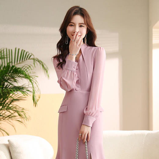 春装新款，时尚修身连衣鱼尾裙HR-SNX2680-1 商品图7