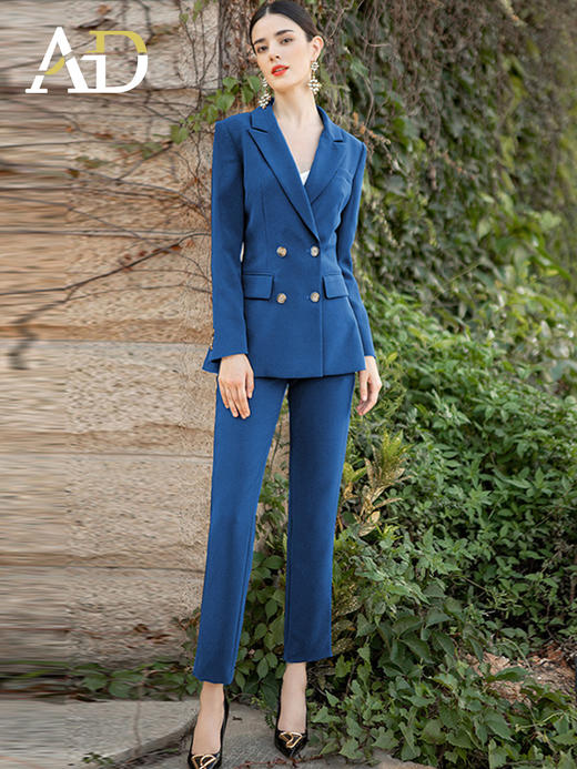 AD高端西装套装女总裁西服职业装2023新款秋冬藏青色大学生正装 商品图1