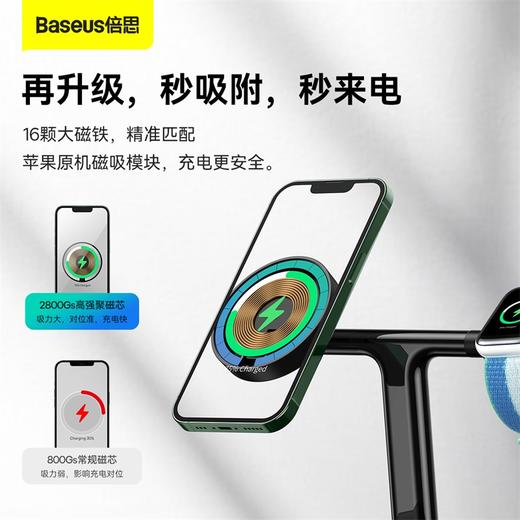 倍思 天鹅 三合一无线磁吸充电支架 20W 黑色 商品图2