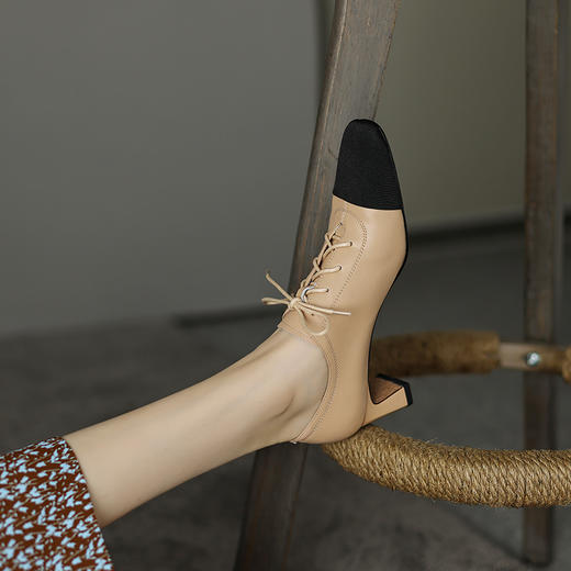 春季新款，里外全皮平头拼色高跟鞋HCY-K3294 商品图4