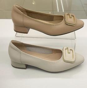 2楼康莉COMELY女鞋2023新款粗跟软牛皮女单鞋