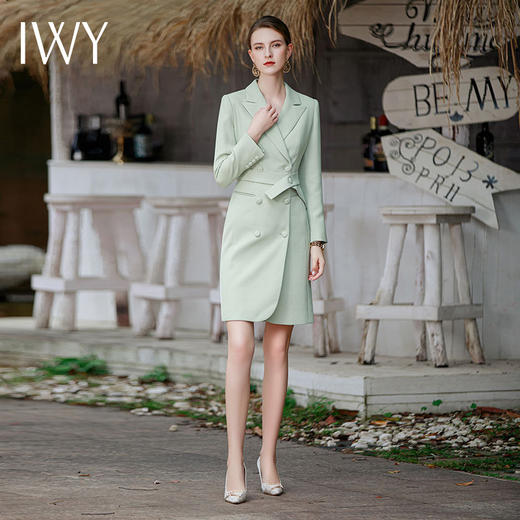 IWY/播音艺考主持人正装女大学生面试服装2023新款职业连衣裙收腰Q843 商品图1