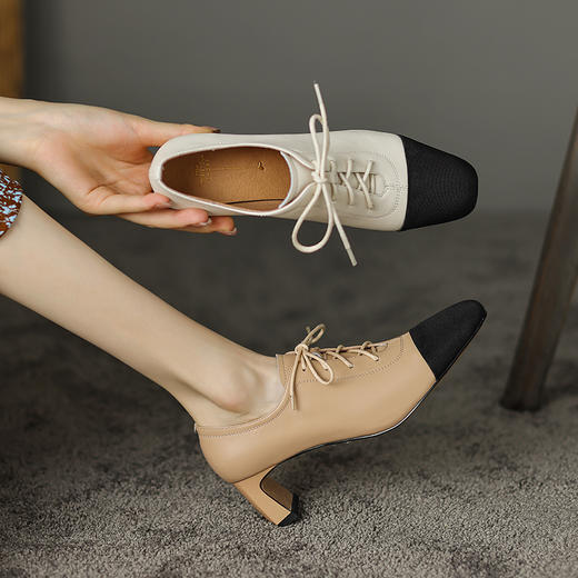 春季新款，里外全皮平头拼色高跟鞋HCY-K3294 商品图5