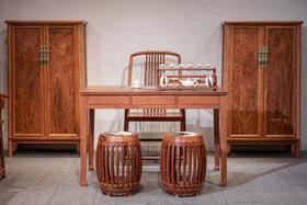 红桥红  家具严选  缅甸花梨(大果紫檀）  【120 三抽 湿泡桌】