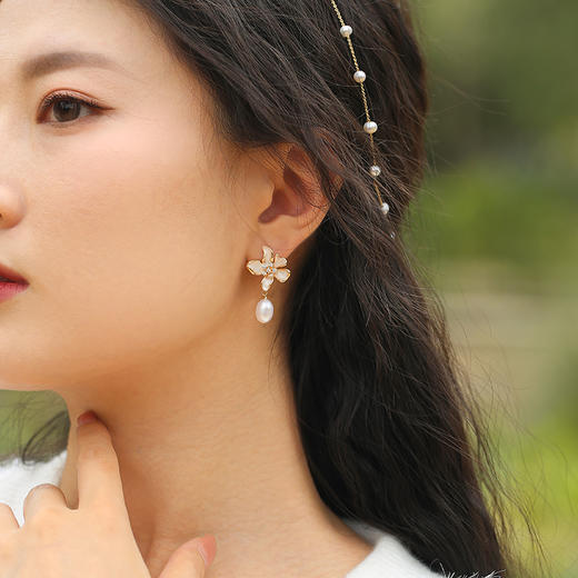 manreya“月下玉兰”浪漫珍珠耳环 商品图2