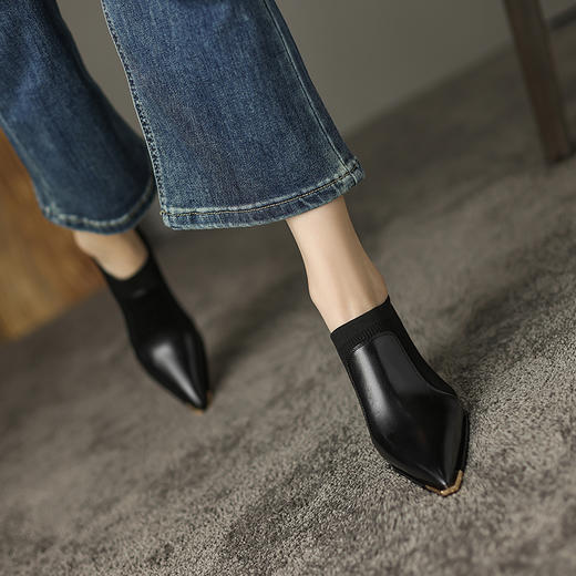 春季新款，里外全皮尖头拼接高跟深口单鞋HCY-K3298 商品图1