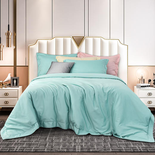 雅芳婷60S零碳摩登丝素色纯色系列连芯扣床上四件套被套枕套床笠四件套MC3923 商品图5