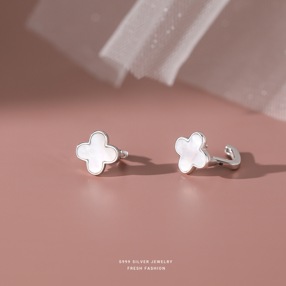 【依乐】S925银足银贝母四叶草耳饰【YXS-E2962】