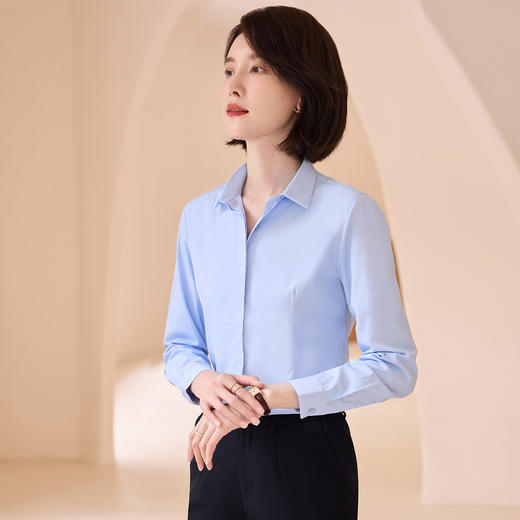 【精美刺绣】罗蒙春季女装长袖衬衫女士正装商务通勤职业工装棉质衬衣 商品图4