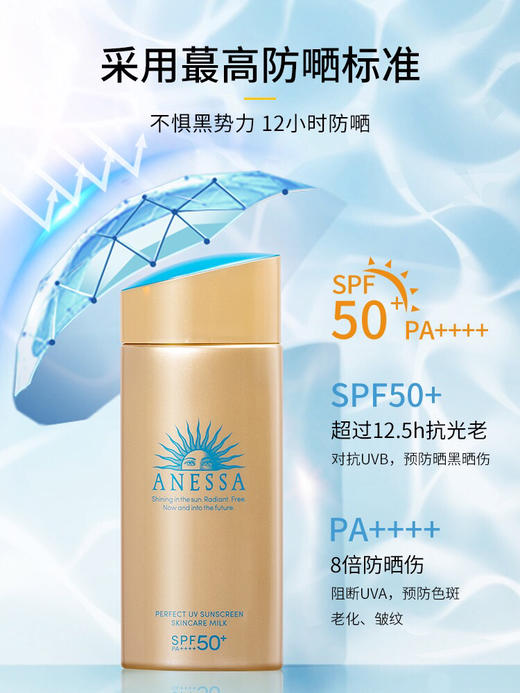 【海关保税直发】ANESSA新版安耐晒小金瓶防晒霜-90ml会员5折 商品图3