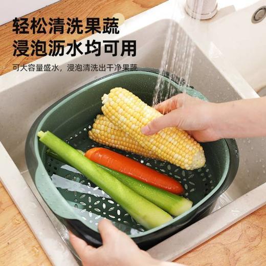 「北欧简约风 时尚专利设计」双层多功能收纳沥水篮   一物多用  叠放设计方便收纳 厚实环保无异味  食品级PP+PET材质  大尺寸10*cm21cm*24cm 商品图7