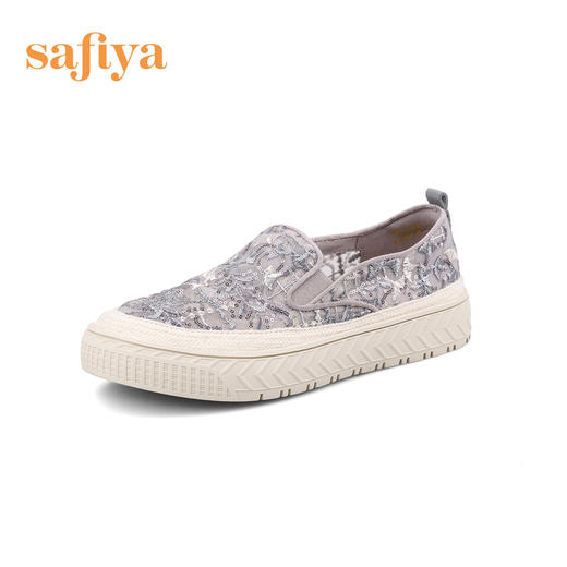 Safiya/索菲娅 2023年春季新款透气蕾丝慵懒度假风一脚蹬休闲厚底渔夫鞋SF31111133 商品图10
