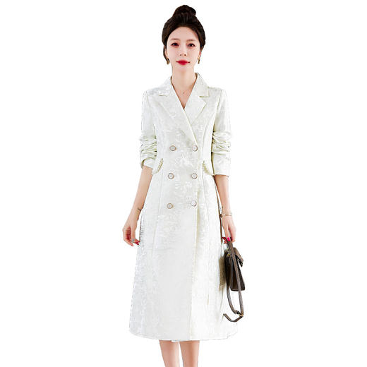 时尚简约大方，气质优雅纯色提花工艺双排扣风衣HR-WHA2089 商品图4