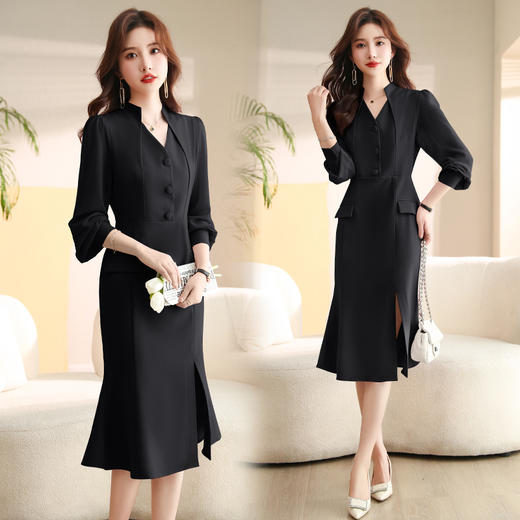 春装新款，时尚修身连衣鱼尾裙HR-SNX2680-1 商品图2