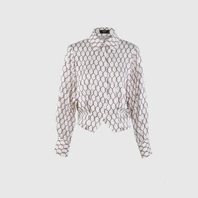 下摆收工字褶翻领蝙蝠袖衬衣