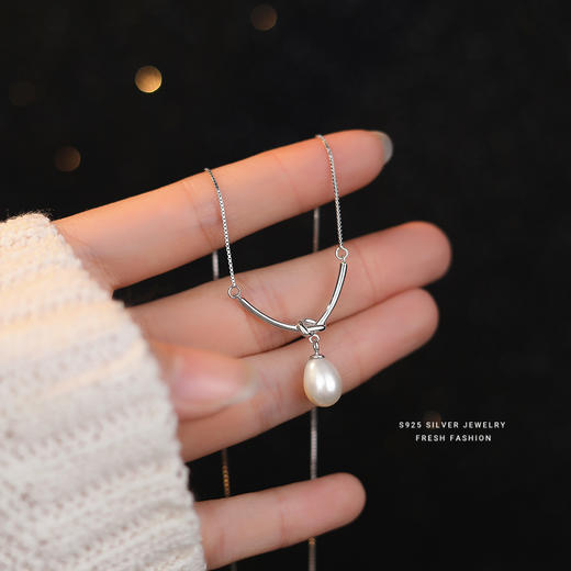 【绮烟】S925银绳结淡水珍珠项链【YXS-A2847】 商品图1