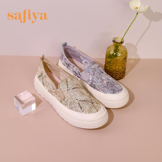 Safiya/索菲娅 2023年春季新款透气蕾丝慵懒度假风一脚蹬休闲厚底渔夫鞋SF31111133 商品图7