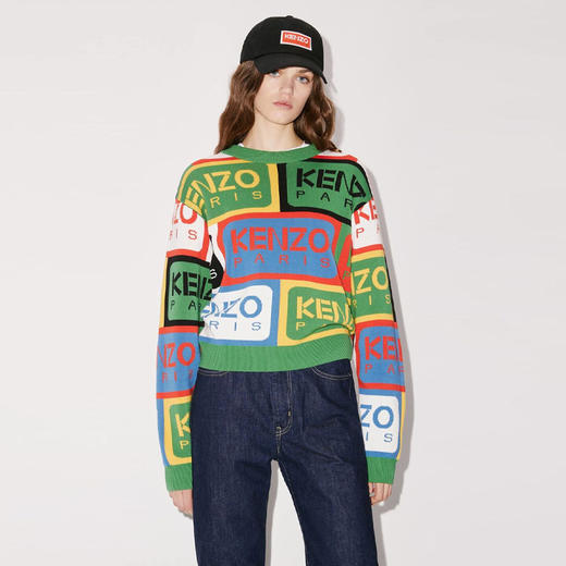 KENZO 高田贤三 女士棉质“KENZO 标签”套头针织衫 混色 FD52 PU367 3CD MU 商品图1