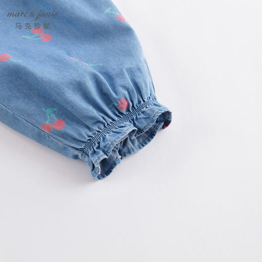 马克珍妮夏装新款 女童樱桃满印纯棉牛仔裤 儿童裤子230766 商品图4