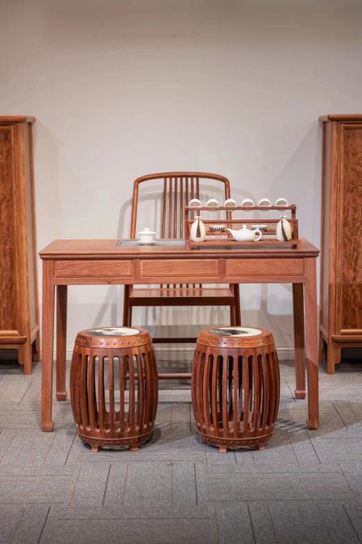 红桥红  家具严选  缅甸花梨(大果紫檀）  【120 三抽 湿泡桌】 商品图1