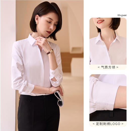 【精美刺绣】罗蒙春季女装长袖衬衫女士正装商务通勤职业工装棉质衬衣 商品图2