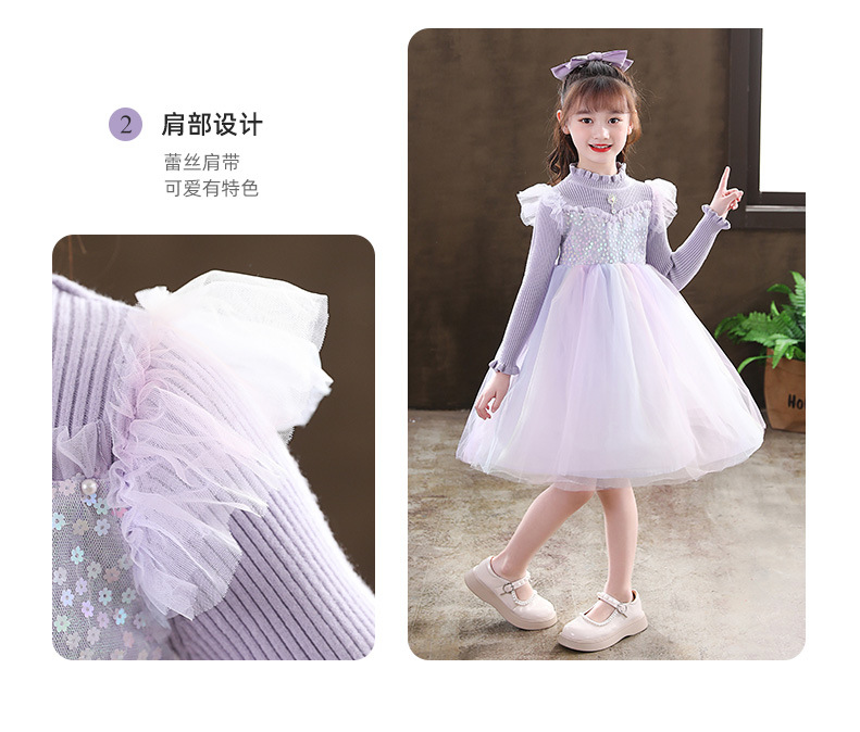 女童演出服薄款表演服秋儿童服装春秋洋气蓬蓬纱爱莎公主裙女秋装