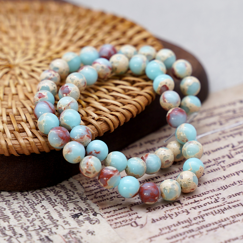 寿山石8mm珠料意卡米诺手串念珠单颗珠子散珠半成品