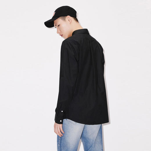 【一】KENZO 高田贤三 男士棉质BOKE花朵刺绣徽标系列长袖衬衫 黑色 FD55 CH410 9LH 99 商品图2