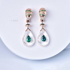 【玉露】水晶祖母绿耳坠   CB12211010