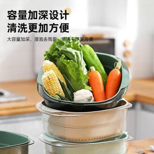 「北欧简约风 时尚专利设计」双层多功能收纳沥水篮   一物多用  叠放设计方便收纳 厚实环保无异味  食品级PP+PET材质  大尺寸10*cm21cm*24cm 商品图5