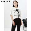 NEELLY纳俪商场同款设计感小众黑色T恤女字母印花纯棉短袖上衣 商品缩略图1