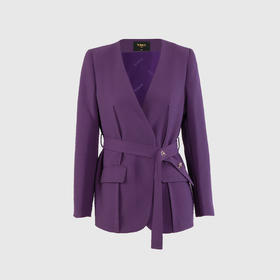 捏褶系腰带无领西服