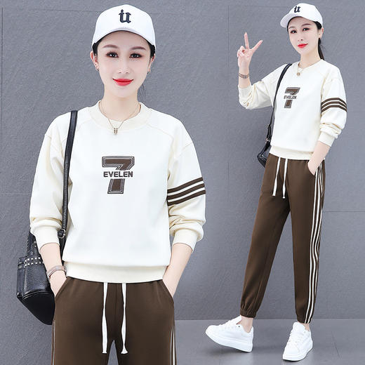 圆领刺绣休闲春秋季新款套装QB-THF9952 商品图0