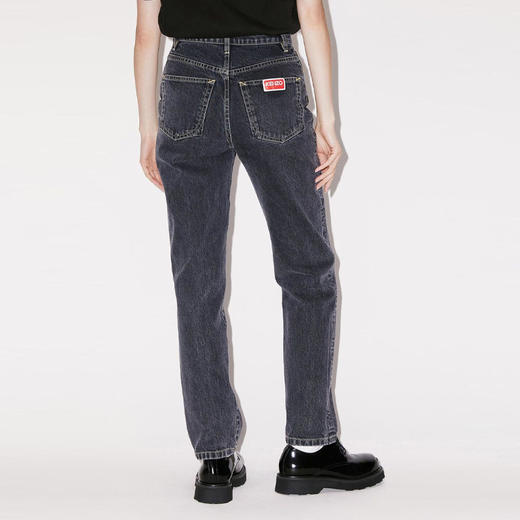 KENZO 高田贤三 女士棉质字母徽标贴片直筒休闲牛仔裤 深灰色 FD52 DP210 6C2 BB 商品图2