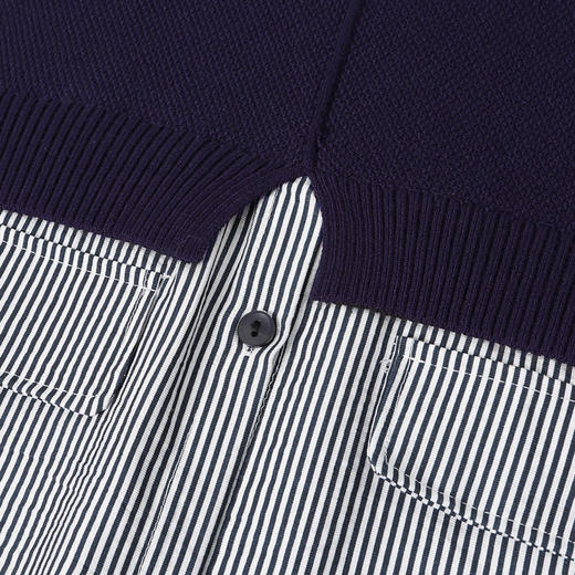 早春新款，假两件针织上衣女设计感洋气衬衫中长款宽松打底衫薄CC-66-5081 商品图3