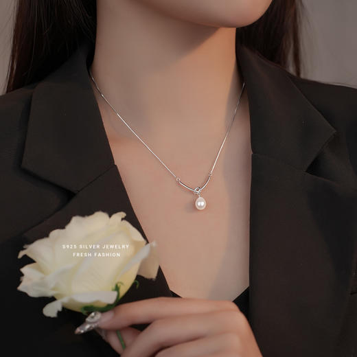 【绮烟】S925银绳结淡水珍珠项链【YXS-A2847】 商品图3