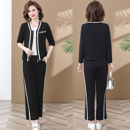 YCET212-8743 妈妈春装长袖上衣新款中老年金丝绒运动服套装女春秋洋气老人衣服 商品图1